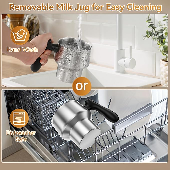 Secura 4-in-1 Electric Milk Frother and Steamer, 13.5oz with Detachable Dishwasher-Safe Stainless Steel Jug – Hot and Cold Foam Maker, Milk Warmer for Coffee, Lattes, Hot Chocolate - Induction Heating