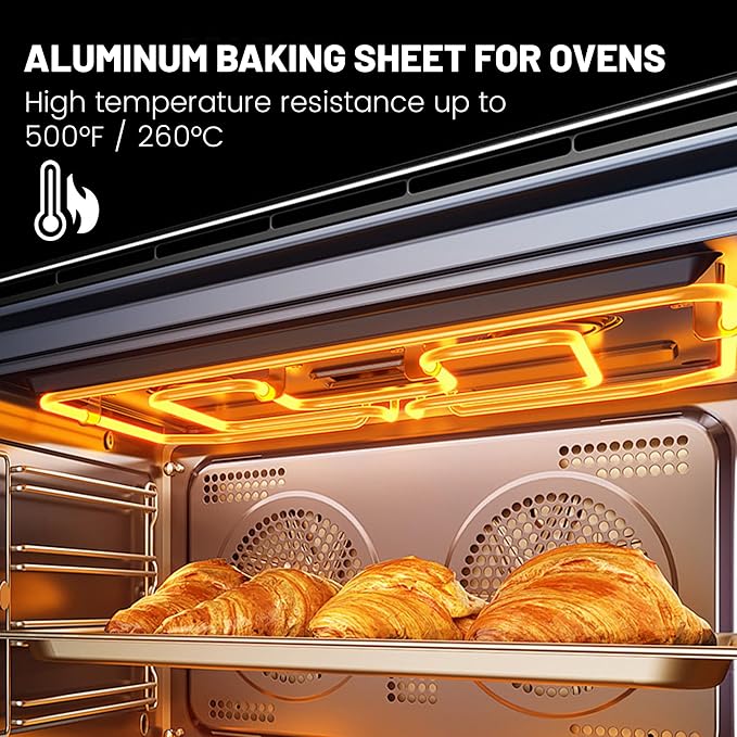 BIEAMA 6 Pack Quarter Size Aluminum Baking Sheet Pan, 13" × 10" | Commercial Cookie Sheets for Professional and Home Baking, roasting, bakery use, and everyday home kitchens