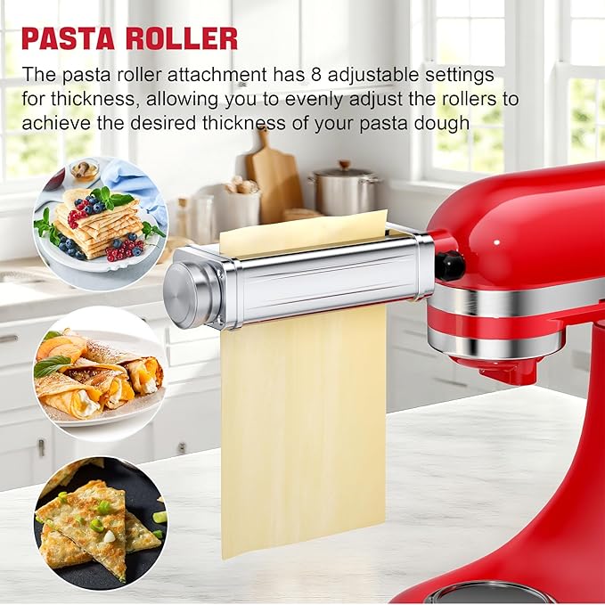 Pasta Maker Attachment for all KitchenAid Stand Mixer, including Pasta Sheet Roller
