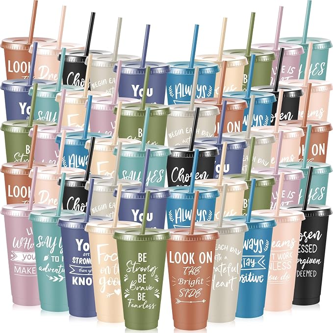 Uiifan 50 Pcs Inspirational Cups Bulk Appreciation Gifts for Employee Coworker Staff Team Thank You Gifts, Office Prizes for Adults Work Party Favors, Associates, Giveaways (Morandi Color)