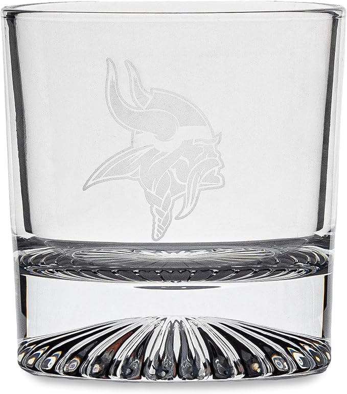 The Memory Company Officially Licensed NFL Wood Boxed Drinkware Set - 2 Premium Rocks Glasses with Laser-Etched Team Logo & Reusable cooling cubes, Whiskey & Cocktail Gift Set for Football Fans