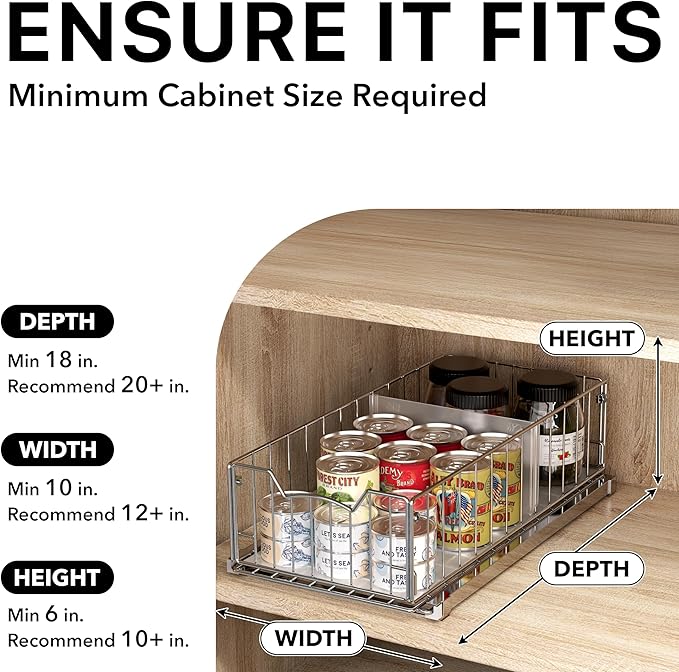 Simple Houseware 3 Tier Basket Drawer + Cabinet Pull-Out Shelf