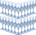 Sliner 96 Pcs 7oz Plastic Vintage Wine Glasses Drinking Goblets Unbreakable Crystal Water Glassware Reusable Diamond Champagne Flutes Cups for Wedding Banquet Birthday Party Supplies (Light Blue)