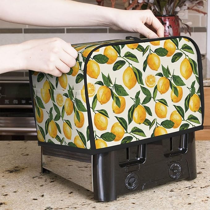Toaster Cover 2 Slice Lemon Fruit Watercolor Kitchen Small Appliance Covers with Pockets Dust and Fingerprint Protection