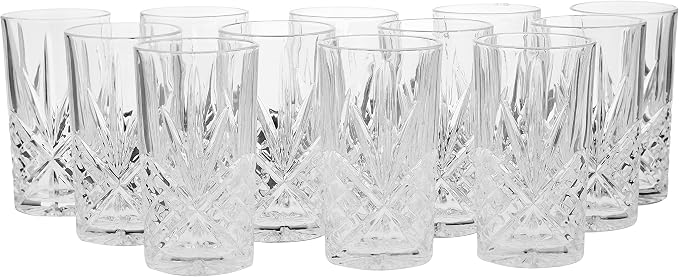 Godinger Dublin Crystal Highball Glasses, 12 Count (Pack of 2)