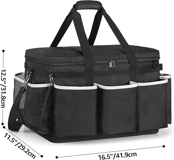 HODRANT Extra-Large Cleaning Caddy with EVA Hard Bottom, High Capacity Cleaning Supplies Organizer for Housekeeping & Home Work, Cleaner Tools Tote Bag with Shoulder Strap, Patent Design