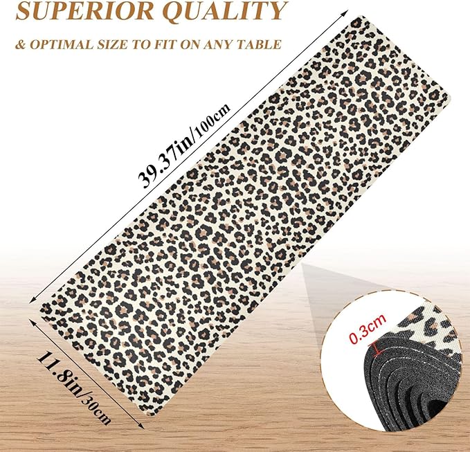 Heat Resistant Table Runner Trivet for Hot Pots and Pans 39 x 12 Inch Long Hot Pad Decorative Table Protector for Kitchen Countertop Leopard Print
