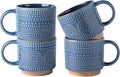 GBhome 16OZ Stackable Coffee Mugs, Ceramic Coffee Mugs with Texture Patterns for Man,Woman,Dad,Mom, Modern Coffee Mugs Set of 4 for Latte/Cappuccino/Cocoa. Dishwasher&Microwave Safe