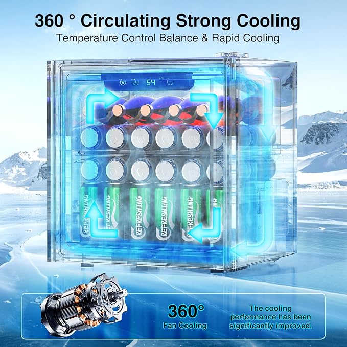 Kismile Beverage 36L Refrigerator Cooler Mini Fridge,1.3 Cu.Ft Drink Fridge for 12 Bottle 50 Can with Quiet Compressor,LED Light,Electronic Temperature Control for Home/Bar/Office