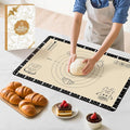 Silicone Baking Mat with Recipes, Silicone Mat for Baking Macaron, Bread, Pizza, Surdough, Silicone Baking Mat with Measurement, Non Stick Pastry Mat for Dough Rolling