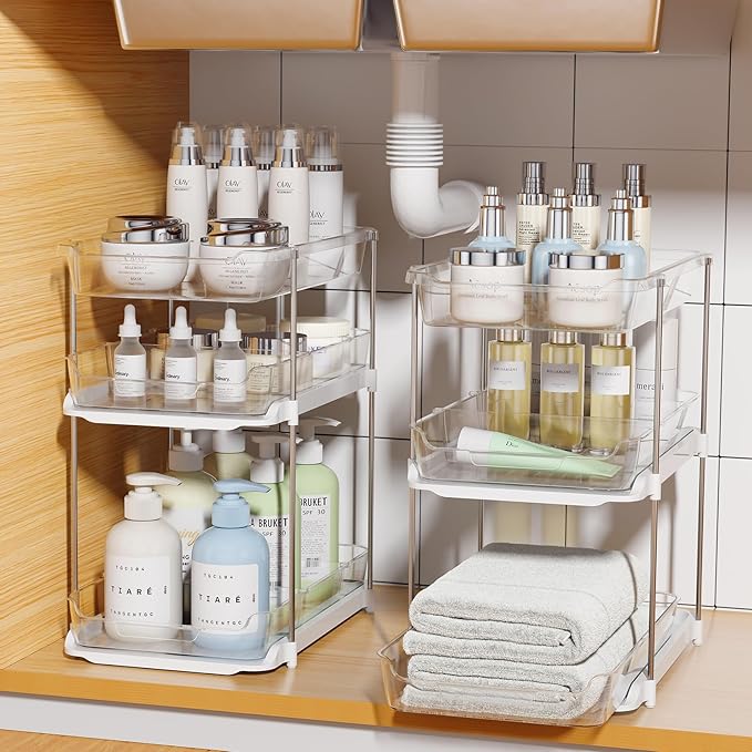 Delamu 3 Pack Drawers + 2 Sets of 3-Tier Under Sink Organizers