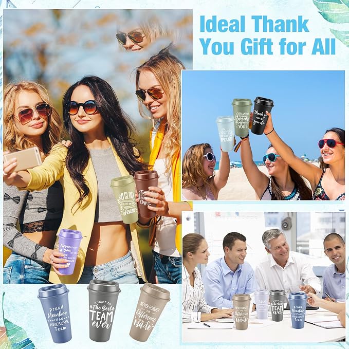 Teenyyou 135 Pcs Employee Appreciation Gift Set, 16oz Tumbler with Lid Notebook Pen Bulk Thank You Gift Holiday Party Favor for Teachers Office Coworker Teacher Staff Team (Dark Color,Elegant Style)