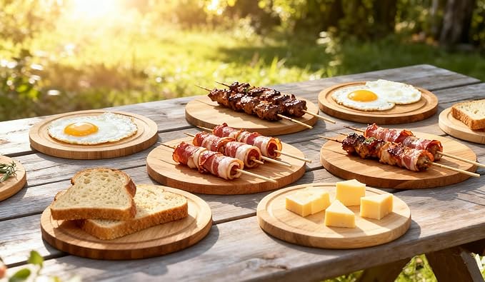 4-Pack Small Personal Charcuterie Cheese Board Set & Serving Tray - 6 Inch mini Bamboo Plates with Knives & Forks, Party Serving Set for Wedding Favors, Bridal & Baby Shower, Ideal Gifts