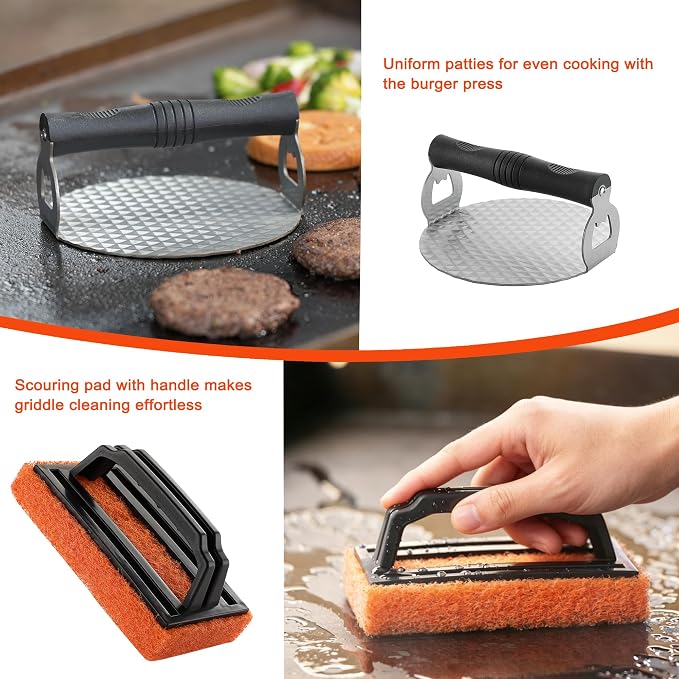 DY DECENT FAMILY 40PCS Griddle Accessories Kit, Flat Top Grill Accessories Set for Outdoor Barbecue. Griddle Accessories Set with Basting Cover, Spatula, Scraper, Burger Press, Tongs, Cleaning Kit