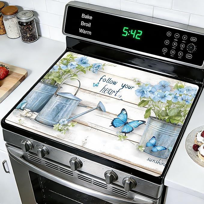 Stove Top Covers for Electric Stove: Heat Resistant Protector Glass Stove Top Expands Counter Space, Stylish Kitchen Decor (G253991)