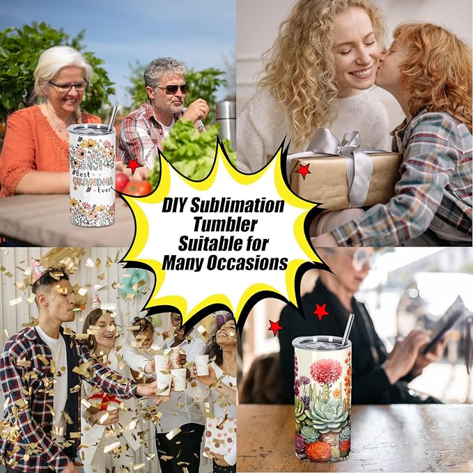 Draheri 12 Oz Sublimation Tumblers Blanks Bulk, Sublimation Cups for Kid with Straw and Brush, Stainless Steel Double Wall Insulated Mugs, Individually Boxed (8 Pack)