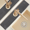 Faucet Mat for Kitchen Sink, 24'' Long Diatomite Sink Protector Splash Guard Draining Mat, Quick Drying Stone Sink Tray, Water Absorbent Soap Sponge Holder for Bathroom, Women Birthday Gift, Dark Gray