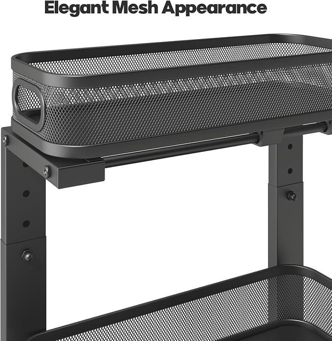 1 Pack 15.7IN-Depth Under Sink Organizer With Smooth Cylindrical Rail,2-Tier Pull Out Multi-Purpose Cabinet Storage for Bathroom&Kitchen,Height Adjustable,Rust-resistant Coating-Gun Gray