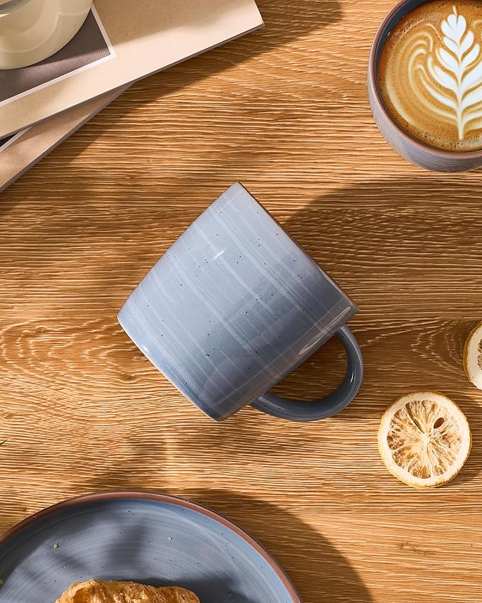 famiware Coffee Mugs Set of 6, Meteor 13 oz Ceramic Mug Cup Set with Handle for Coffee, Tea, Cappuccino, Latte, Milk, Blue Gray
