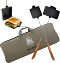 Campfire Pie Iron 4.9" & 8.6" Large Cast Iron Sandwich Maker for Camping 2 Pcs with Storage Bag - 22.6 inch Thickened Handles - Campfire Cooking Equipment for Grilling & Outdoor Cooking