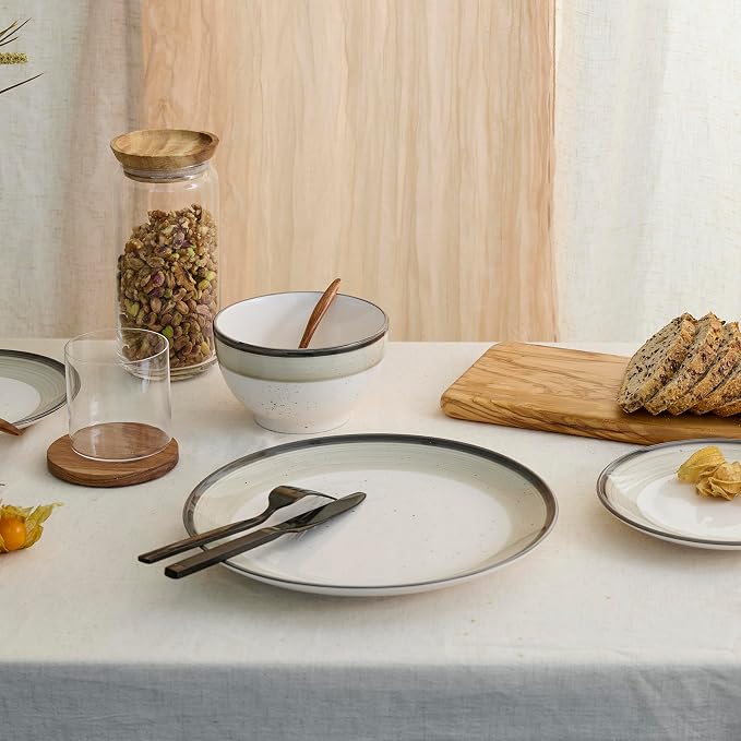 Earth & Clay Harlow 12-Piece Dinnerware Set Earthenware, Beige