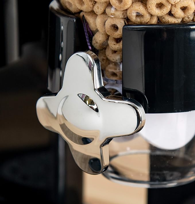 Honey-Can-Do Zevro Dual Dry Food Dispenser – Countertop Cereal Dispenser with Portion Control, 17.5 oz Per Canister, Airtight BPA-Free Snack Dispenser for Kitchen Organization, Black/Chrome