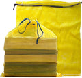 Mesh Firewood Bags 22"×24" 300 Per Pack Crawfish Sacks, Firewood Bags for Selling, Onion Bag Storage Potato Sacks Mesh Wood Bag Bulk, Yellow (Pack of 300)