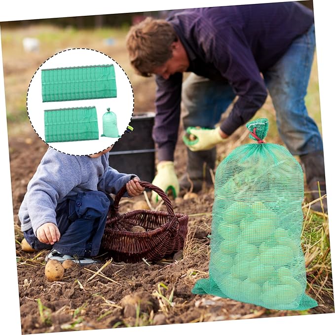 Ciieeo 50pcs Multifunctional Mesh Produce Bags Reusable Storage Bags Breathable Drawstring for Vegetables Fruits