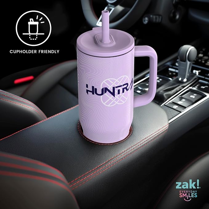 Zak Designs KPop Demon Hunters Sutton Travel Tumbler for On the Go, 30oz Stainless Steel with Vacuum Insulation, Silicone Straw, and Carry Handle for Cold Drinks (Huntrix)