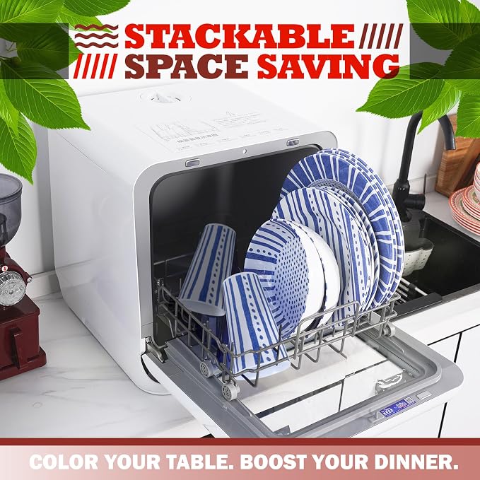 Melamine Dinnerware Set for 4-16 Pcs:Camping Dishes Set with Dinner Plates,Salad Plates,Cups and Bowls.Lightweight and Unbreakable.Indoor and Outdoor Use. flower 10