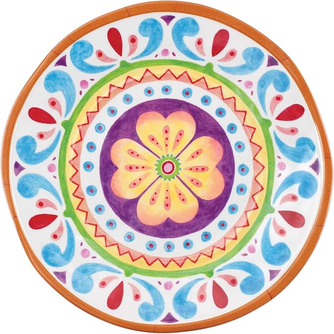 UPware 12 Piece Cinco de Mayo Melamine Dinnerware Sets, Outdoor Dishes Set, Plates and Bowls Sets, Cinco de Mayo Decorations, Service for 4, Multicolor