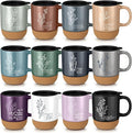 FillTouch 12 Pcs Christian Mug Gifts Bulk 15oz Religious Cup Cork Bottom Coffee Mug with Verse Inspirational Gift for Women Men Pastor Church Group Bible Study Member(Boho,Flower)