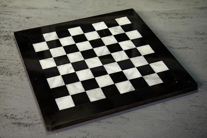 RADICALn 15 Inches Handmade Marble Black and White Chess Board | Natural Marble Veining, Luxury Decor, Elegant Gift, Home Decor, Chess Board for adults