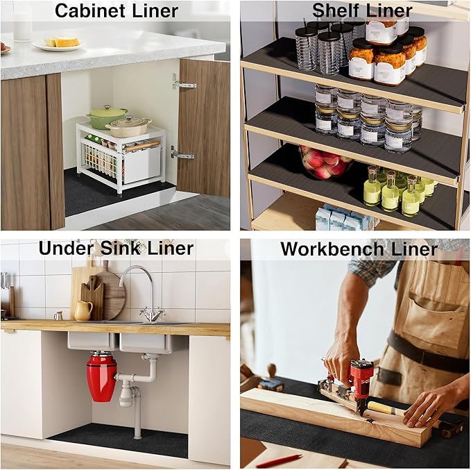 PABUSIOR Foam Toolbox Shelf Liner: 5MM Thick Heavy Duty Tool Box Liners for Drawer - Black Non Slip Cabinet Protector Mats for Garage Shelves 13.5" W x 98" L