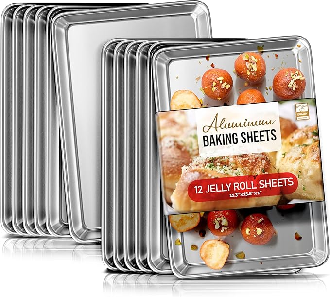 Eatex Aluminum Baking Sheet Set, 10" x 15" Jelly Roll Pan, Nonstick Cookie Sheets