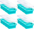 Souper Cubes 1 Cup Silicone Freezer Molds - Soup Cubes Perfect for Freezing Broth, Rice, Leftovers and More - Silicone Freezer Trays with Lids for Meal Prep - Aqua - 4-Pack