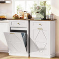 JUMMICO Tilt-Out Trash Can Cabinet, 10 Gallon Laundry Hamper Cabinets with Drawers, for Kitchen, Dining Room and Living Room (White, 2 Piece)