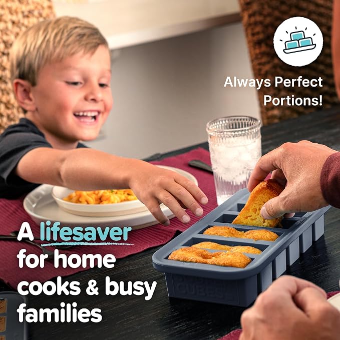 Souper Cubes Silicone Freezer Molds Gift Set, Charcoal | 2 Tbsp, 1/2 Cup, 1 Cup and 2 Cup Silicone Molds for Food Set, Perfect for Freezing Soup, Grains, Proteins, Herbs and More