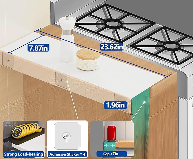 Metal Kitchen Refrigerator Gap Partition Countertop Gap Extension Board, Refrigerator Side Partition, Gap Covers Between Countertop And Walls, No Drill (White, 23.62 * 7.87inch)
