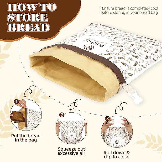 Beeswax Bread Bags for Homemade Bread & Sourdough, Elegant 2-Pack XL Reusable Cotton Bread Storage Bags, Beeswax Lined, Freezer Safe 17×13 in – PUCHIS | Breathable cotton