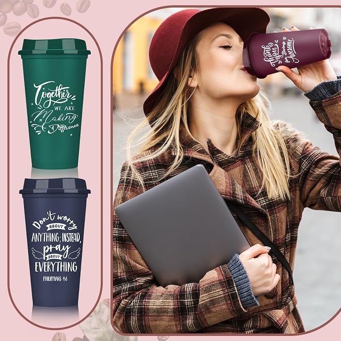 Pickmesh 15 Pcs Employee Appreciation Gifts Bulk 16 oz Plastic Tumblers with Lids Graduation Teacher Appreciation Gifts Reusable Coffee Cups for Staff Volunteer Coworker Team (Multicolor)