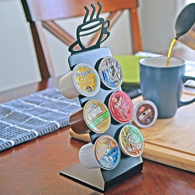 Coffee Pod Holder for Countertop – 6 Slot K-Cup Holder for Small Spaces, Compact Storage, Metal Stand for K-Cups, Pods, & Coffee Accessories