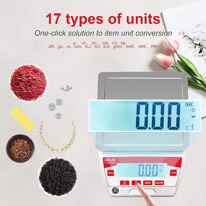 Lab Scale 5000g x 0.01g High Precision Electronic Analytical Balance 0.01g Accuracy Laboratory Balance Digtal Scale Gram Scale Jewelry Scale with 1Kg Calibration Weight