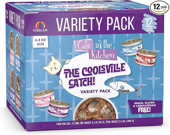 Weruva Cats in The Kitchen, The Coolsville Catch! Variety Pack, 3.2oz Can (Pack of 12)