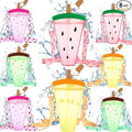Patelai 8 Pcs 10.5oz Cute Water Bottles with Straw Kawaii Ice Cream Cups Leak Proof Drinking Bottles with Adjustable Shoulder Strap for Sports Travel Camping (Watermelon)