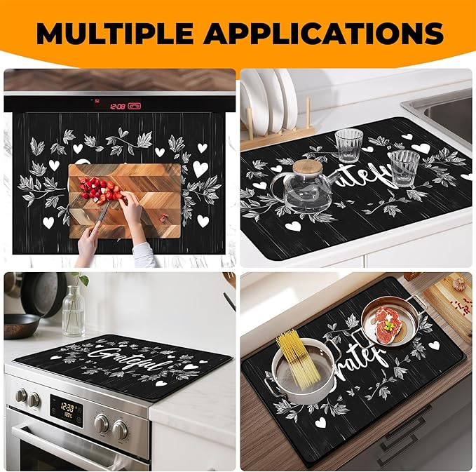 Heat-Resistant Glass Stove Top Cover with Anti-Slip Rubber Coating – 28.5x20.5 Inch Electric Stove Protector, Scratch-Resistant, Expands Counter Space, Stylish Kitchen Decor