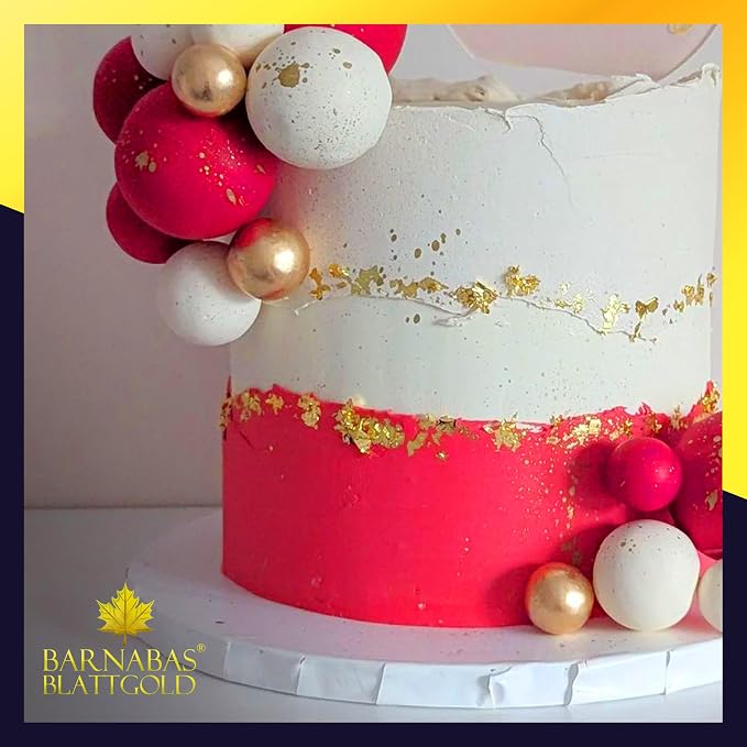 Barnabas Edible Gold Leaf 24K - Cake Decorations, Loose Gold Leaf Sheets for Cupcakes - 1.5 inches, Interleaf of 48