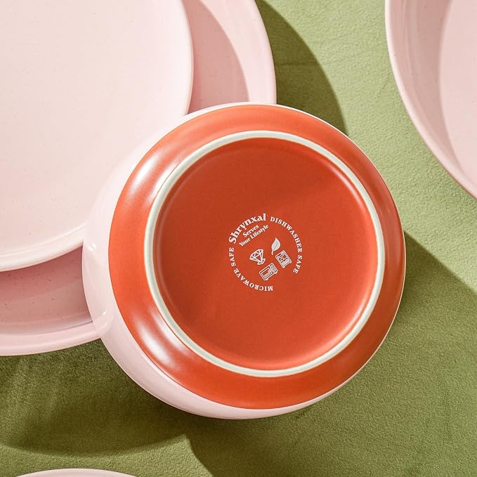 28 OZ Ceramic Cereal Bowls Set, 6 Inch, Set of 4, Elegant Pink | Handcrafted, Dishwasher & Microwave Safe, Stoneware Deep Soup Bowls for Everyday Use