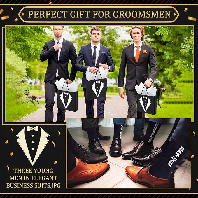 20Pcs Groomsmen Gifts Groomsmen Proposal Box with Shot Glasses Socks Sunglasses PU Leather Toiletry Bag Bottle Opener Can Cooler Groomsman Gifts for Wedding Groomsmen Best Man Gift (20, Brown)