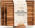 SMIRLY Acacia Wood Cutting board for Kitchen - Wood Cutting Boards for Meal Prep, Serving, Charcuterie - Kitchen Gadgets, House Warming Gifts - Wooden Chopping Board Set of 3 with Holder